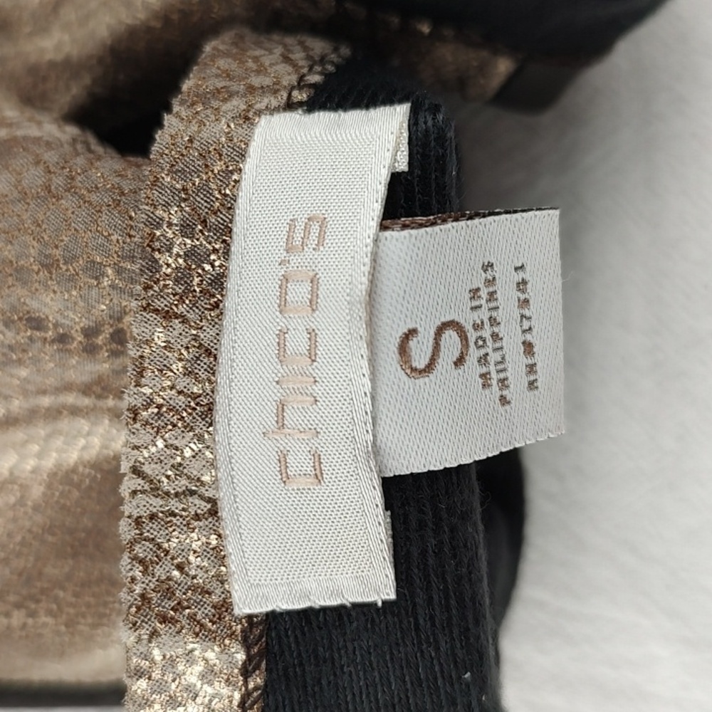 Leather Gold Snakeskin Print Black Vintage Chico's EUC Size SMALL Lined - Picture 6 of 9